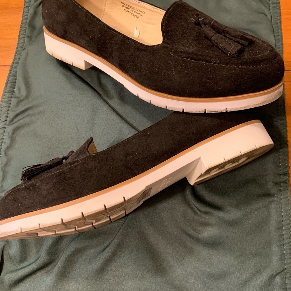 Black velour flats